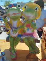 Deko Froschpaar sitzend mit Banjo bunt guter Zustand