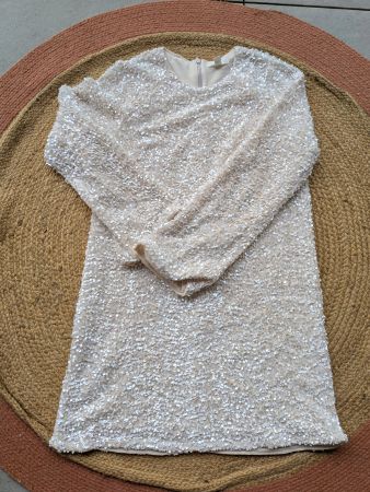 Robe chic blanc/ beige manche longue taille M état neuf