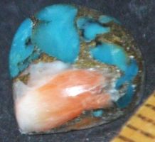 Cabochon L-2682 – Auster Kupfer Türkis Herz ca.10x10 mm
