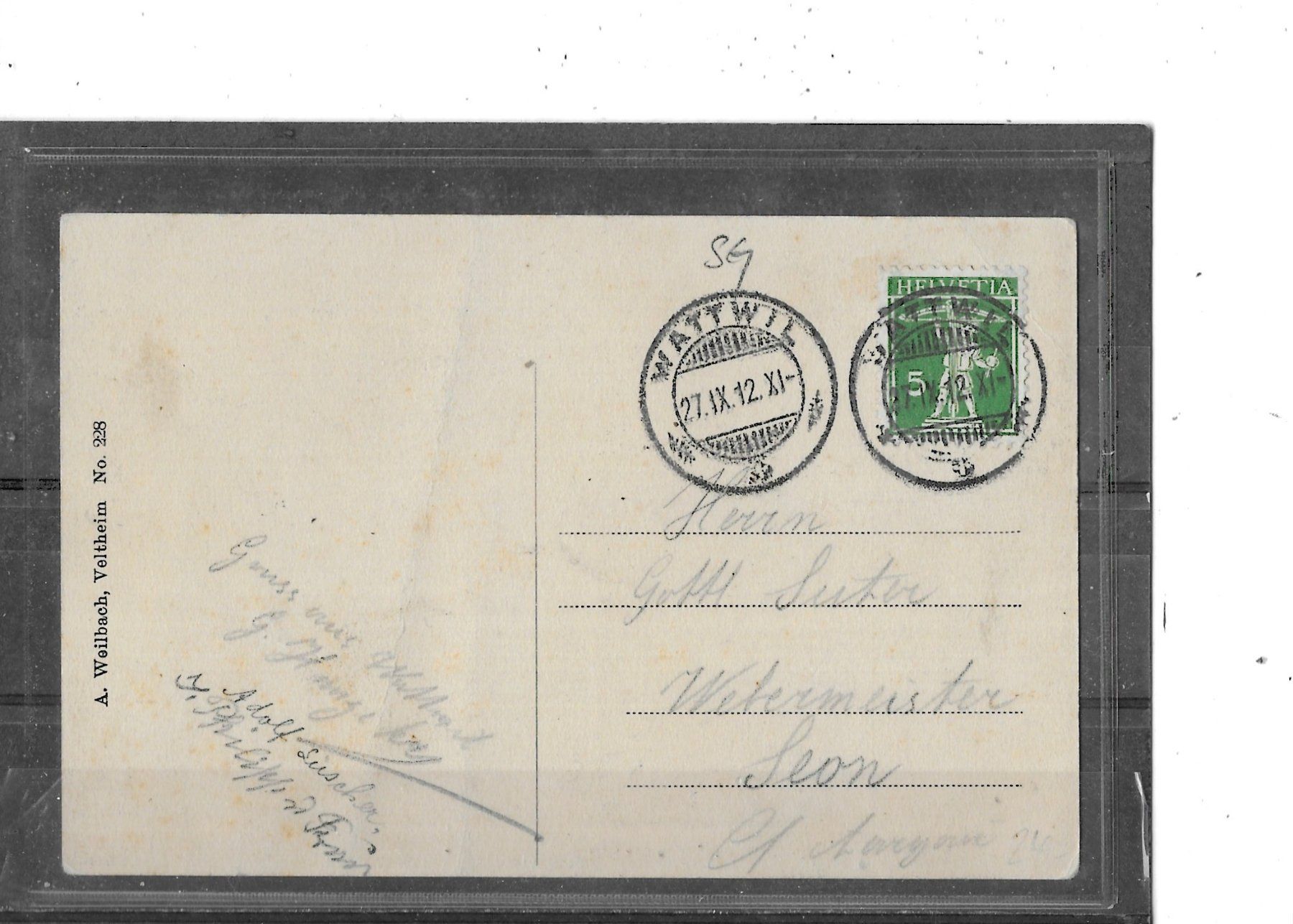Cartoline postali: SG Wattwil 1912 Webschule – Usato da Schocherswil venduto da Wilare 1