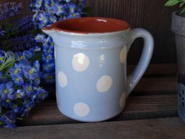 Kleiner Tupfenkrug blau mit weissen Punkten Tupfen, 9cm hoch