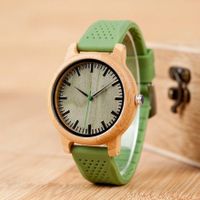 Quarzuhr aus Bambusholz und Silikon - Montre en bois