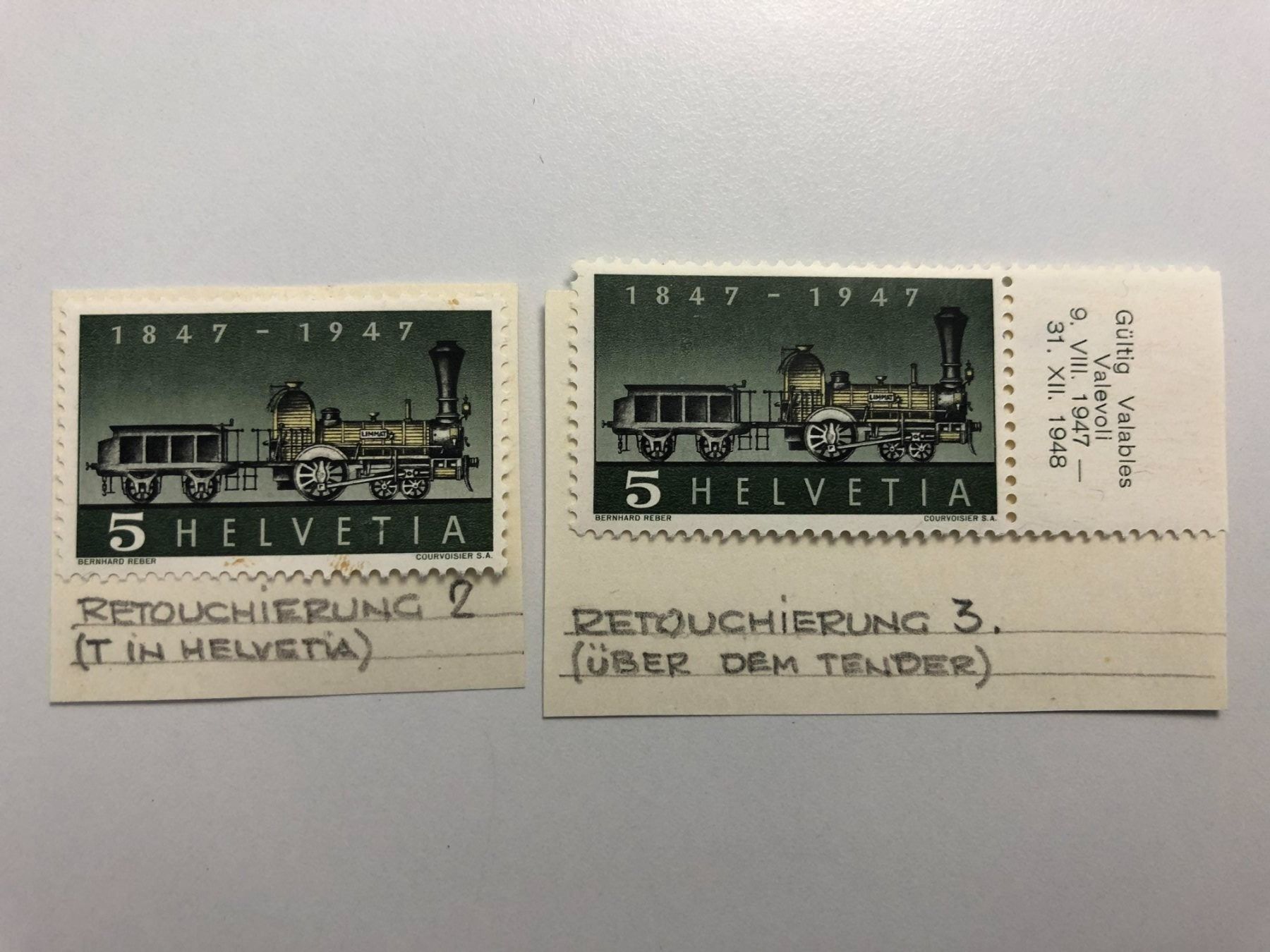 Alle Briefmarken: 100 Jahre Eisenbahn CH 1947 Retouchen – Gebraucht aus kriens von bst999