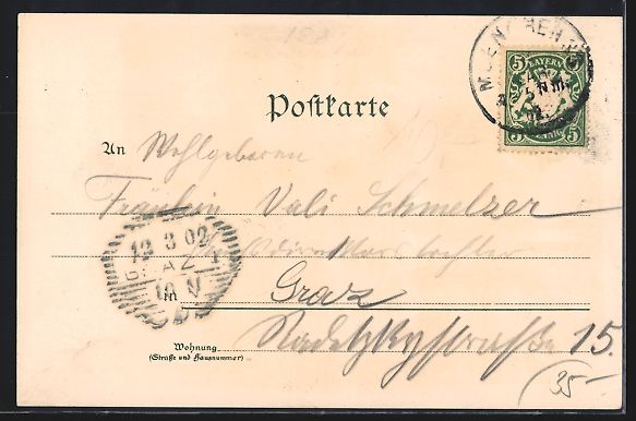 Cartoline postali: Paul Hey: München, Passanten vor der Fe – Usato da Berlin venduto da bartko-reher 1