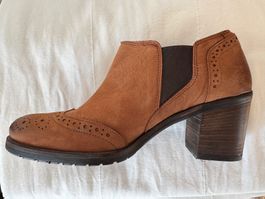 MAX LEDERSCHUHE, GR. 39, REHFARBEN, ABSATZ 7 CM, CASUAL