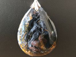 Pietersit Anhänger XXL, NEU, Silber 925, 5 cm