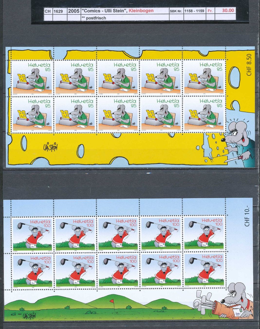 Alle Briefmarken: 2005 "Comics  - Ulli Stein", Kleinbogen, ** postfrisch – Neu (gemäss Beschreibung) aus Winterthur von Zupogeru