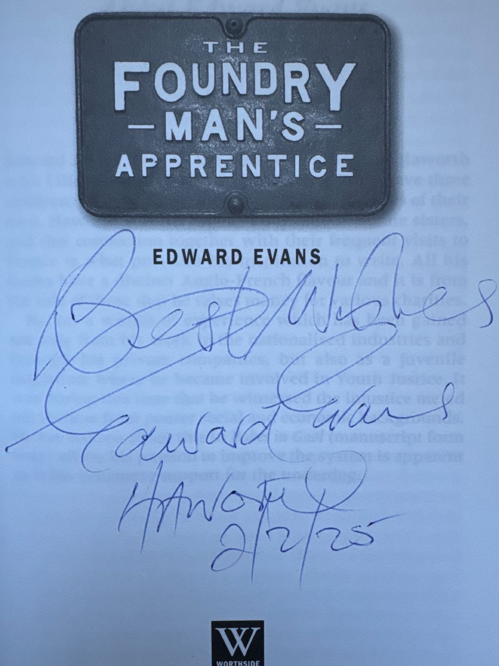 Bücher: BOOK SIGNED COPY - The Foundry Man's Apprentice - Ed. Evans – Gebraucht aus Genève von k1164 1
