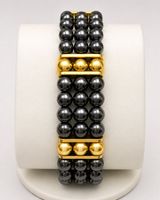 Bracelet vintage en métal doré et hématite