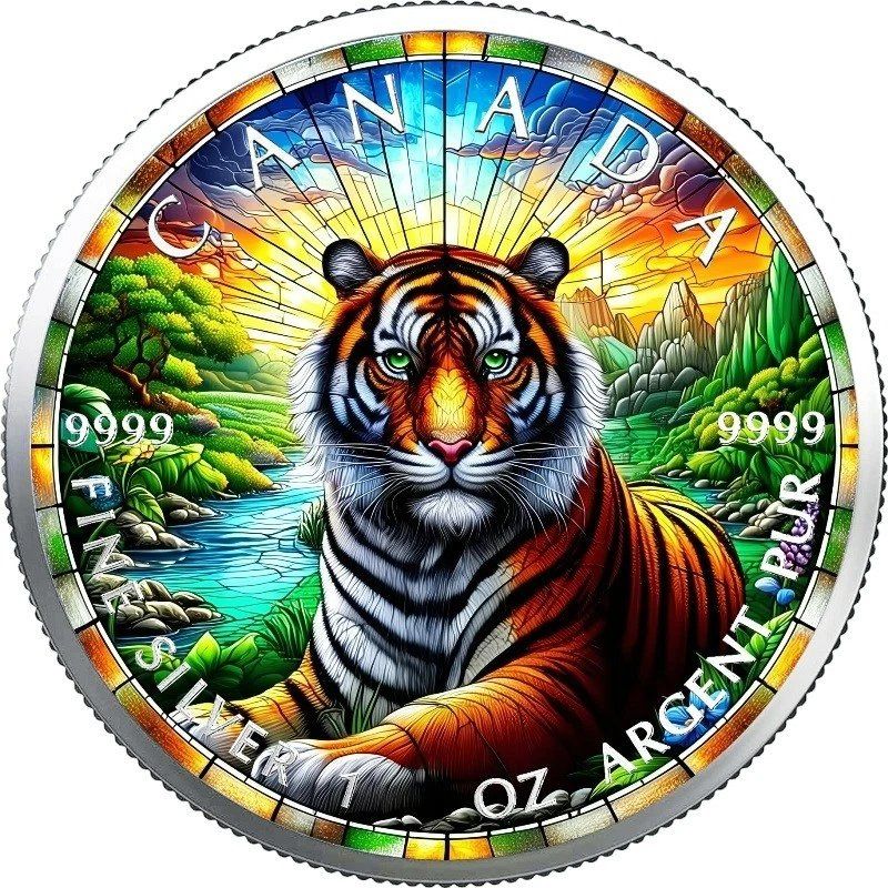 Alle Münzen: Maple Leaf 2025  Farbiger Round Stained Glass TIGER 1 oz. – Neu (gemäss Beschreibung) aus Wetzikon ZH von Nicki6