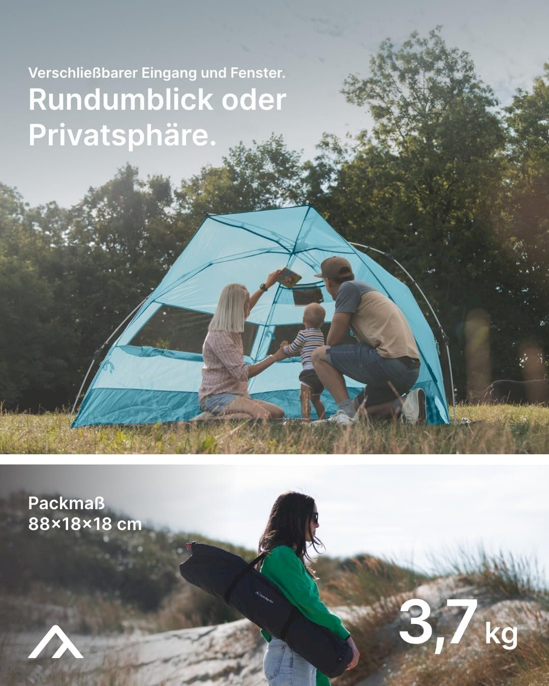 Tende : qeedo Quick Bay Pro Strandzelt Oceanblue – Nuovo e nell'imballaggio originale da Bottighofen venduto da zaap 3