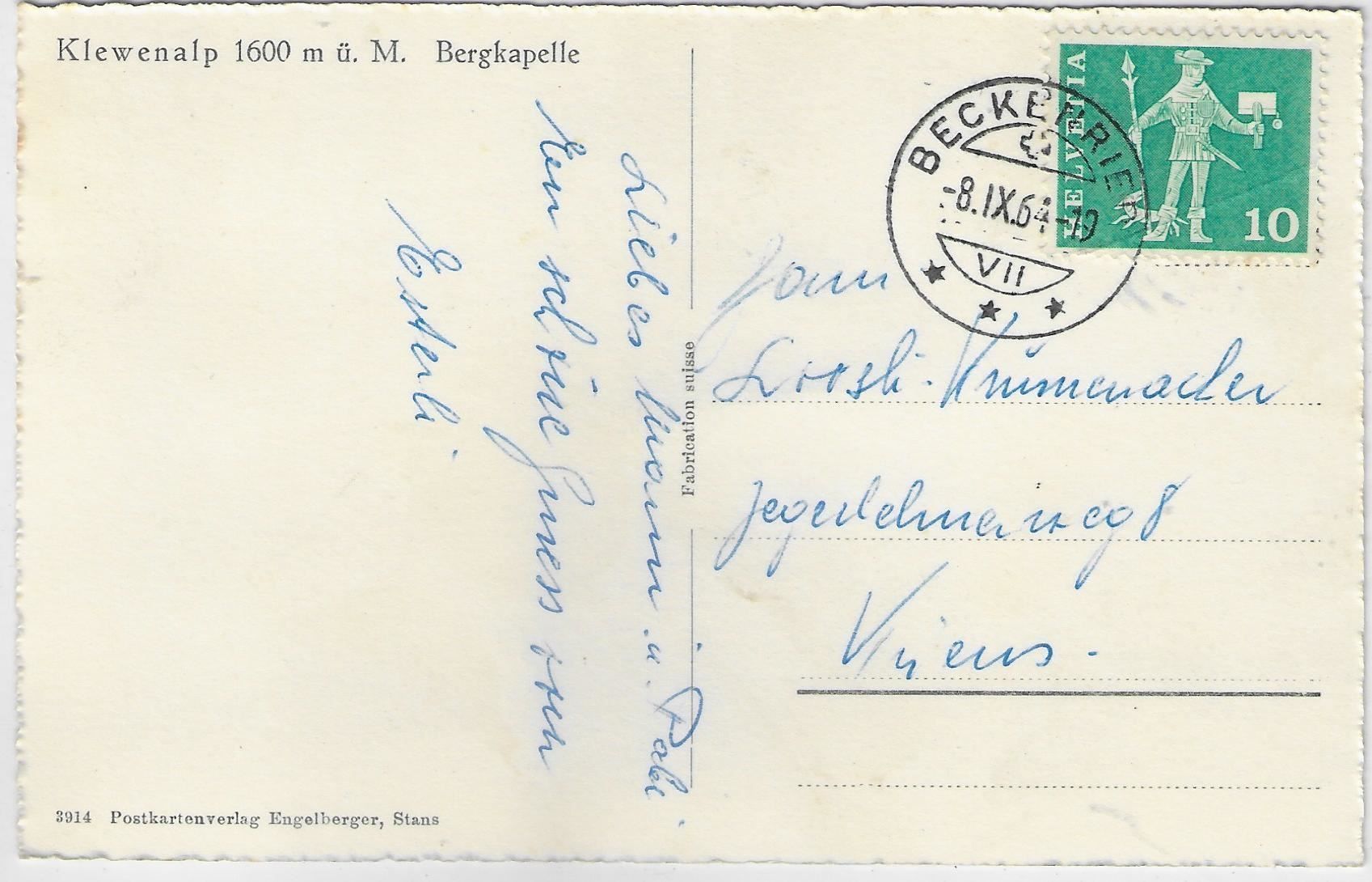 Cartoline postali: Klewenalp - Bergkapelle – Antico da Ettingen venduto da Kartenplanet 1