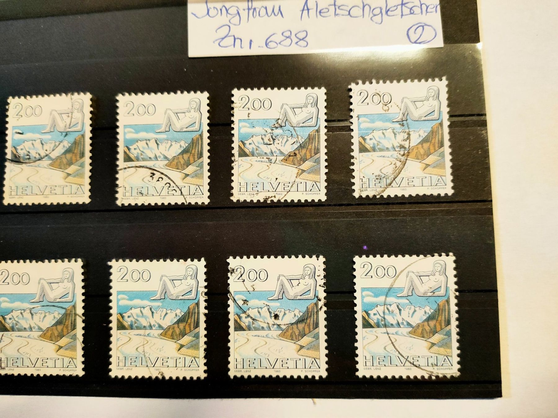 Tutti i francobolli: Briefmarken Schweiz Aletschgletscher 2Fr. / 10 Stück – Usato da Bronschhofen venduto da happynews2018 2