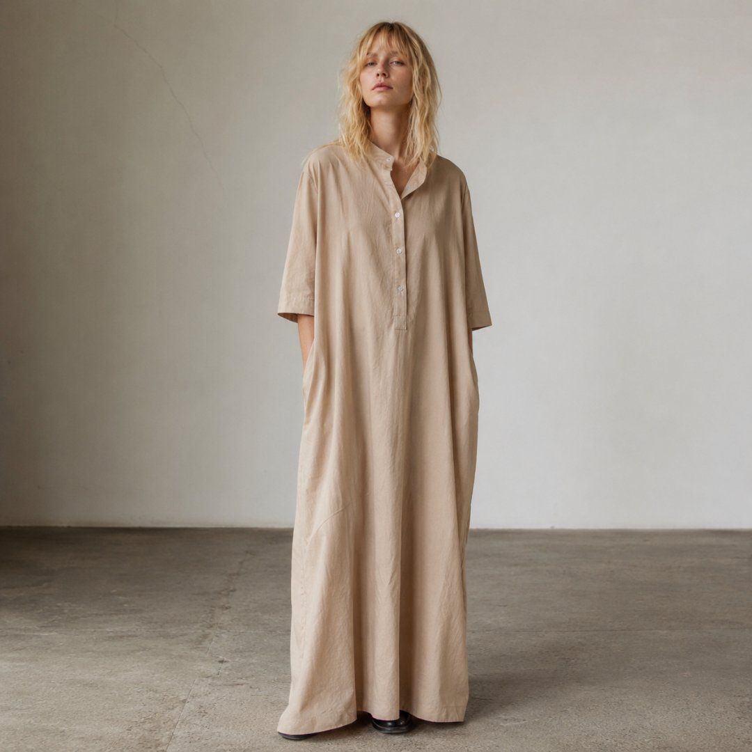 Vestiti: Oversize Maxikleid XL 100% Baumwolle beige Capsule Wardrobe – Usato da Porrentruy venduto da MadameResell