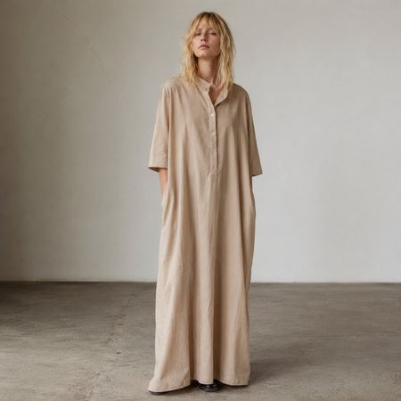 Oversize Maxikleid XL 100% Baumwolle beige Capsule Wardrobe