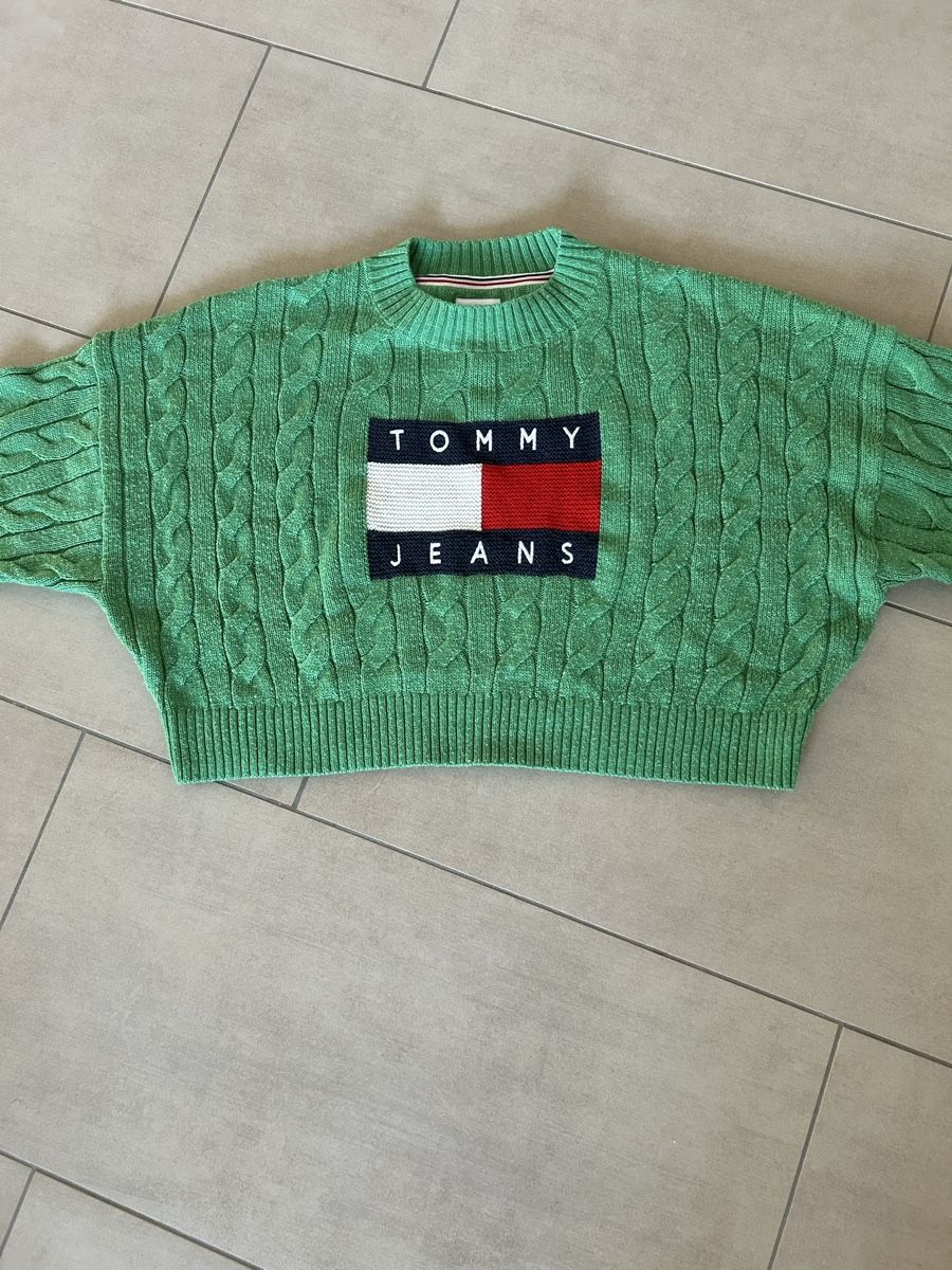 Tommy Hilfiger Maglioni & Felpe: Tommy Jeans Pullover Grösse S grün Zopfmuster – Usato da Niederglatt ZH venduto da veka79 4