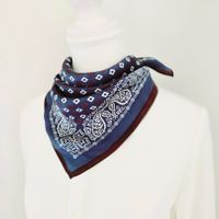 New 53cm 100% Silk Blue Paisley Mini Squares Neckscarf