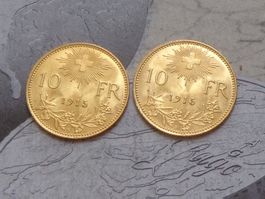Vreneli 2 x 10 Fr. 1915 B - TOP Qualité