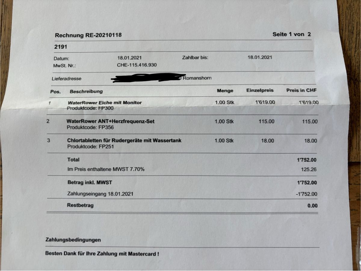 Hometrainer: Rudergerät Water Rower – Neu (gemäss Beschreibung) aus Weinfelden von andrina.96 6