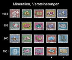 Mineralien und Versteinerungen, 1958-1961 Pro Patria, Serien