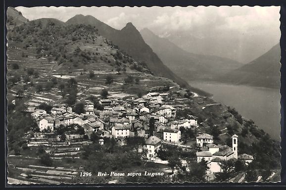 Cartoline postali: AK Bré-Paese sopra Lugano, Panorama – Usato da Berlin venduto da bartko-reher