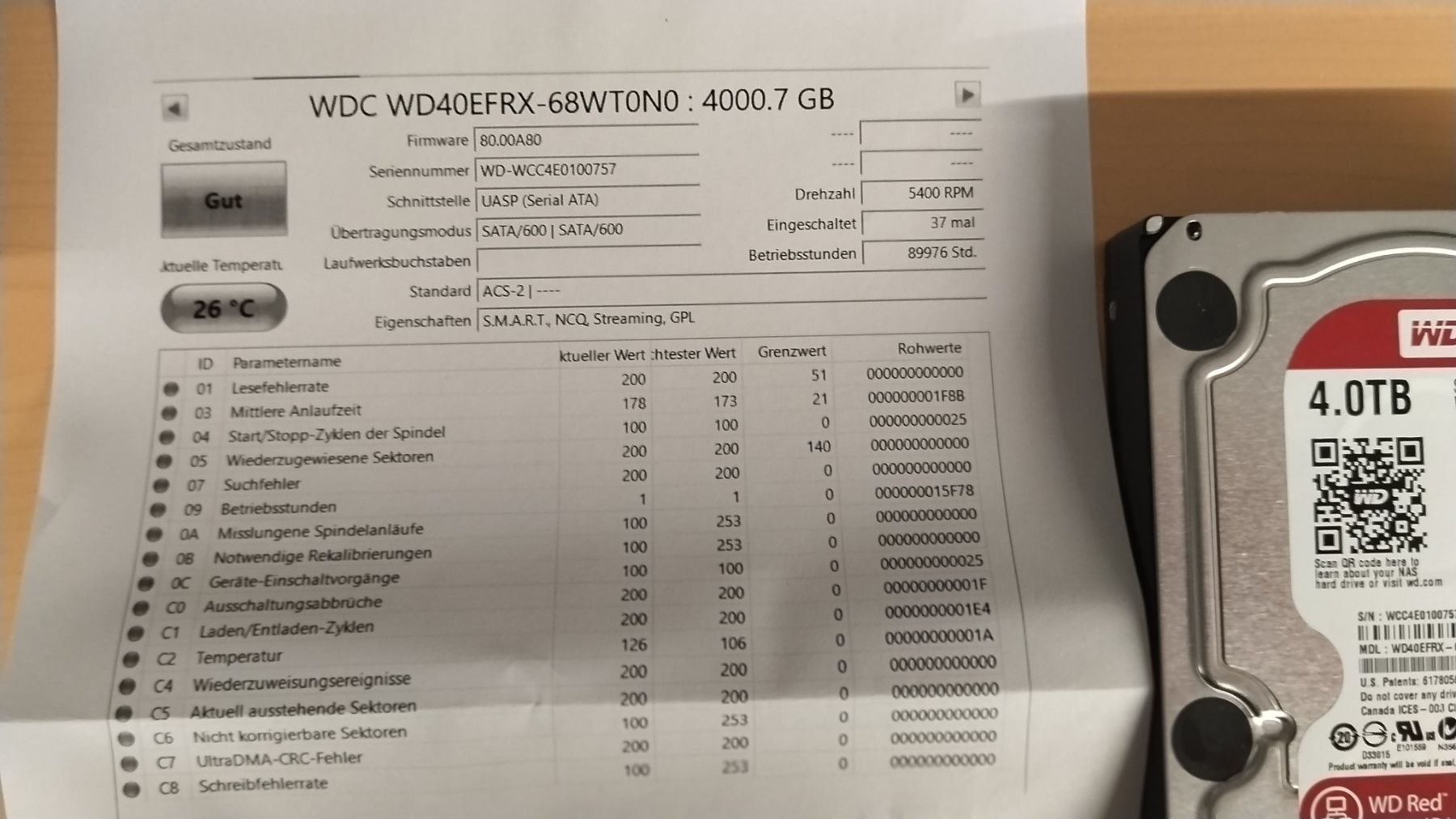 Western Digital Harddisks: WD Red 4TB NASware 2.0 SATA HDD gewipt – Gebraucht aus Wallisellen von mic_gg2g 1