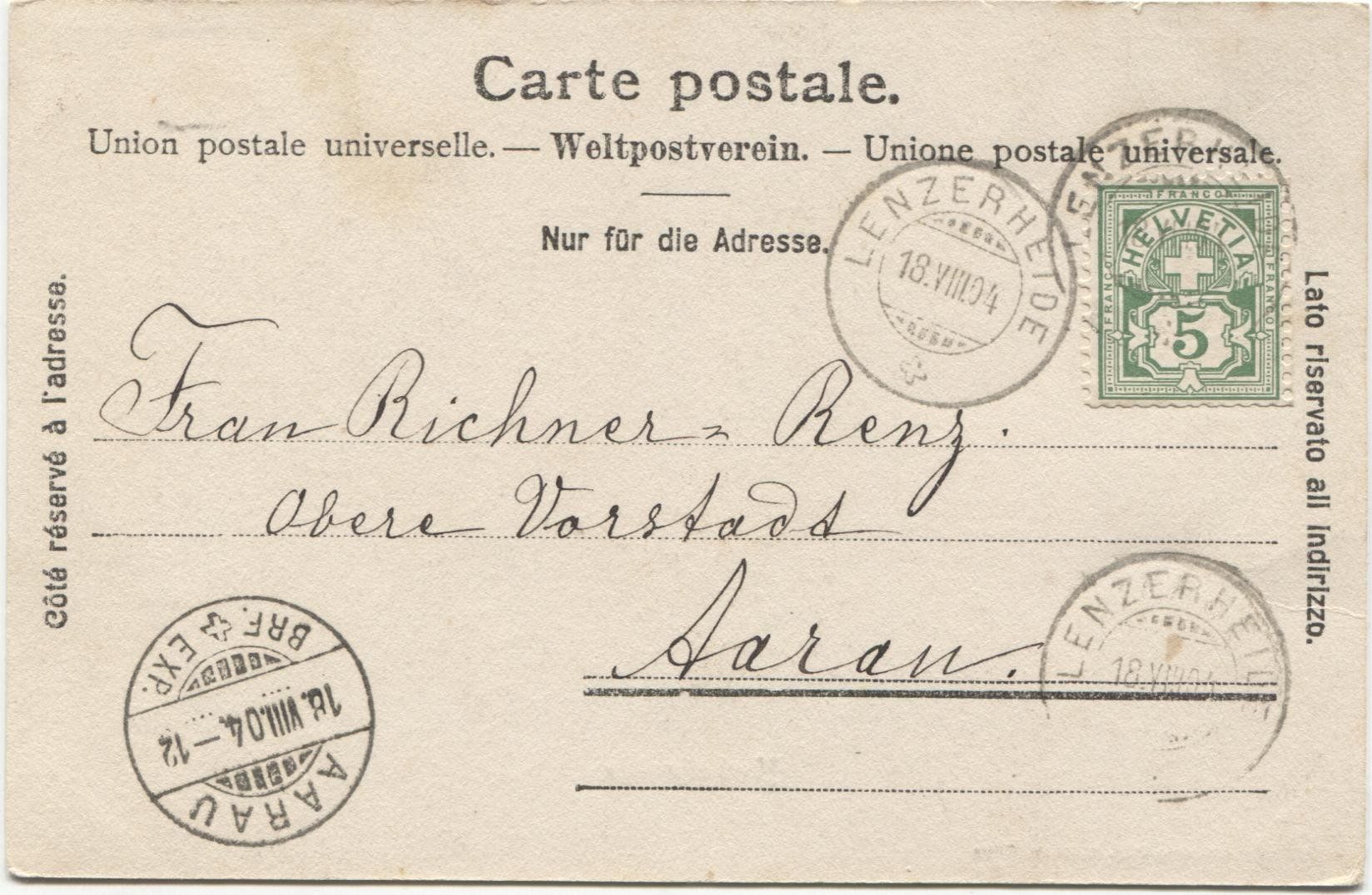 Cartoline postali: Landwirtschaft/Herbstweide 1904 mit Kuh GR? – Usato da Wil SG venduto da Clanx 1
