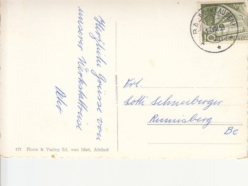 Cartoline postali: Windgällen 1959 – Usato da Bürglen TG venduto da StampGraf 1