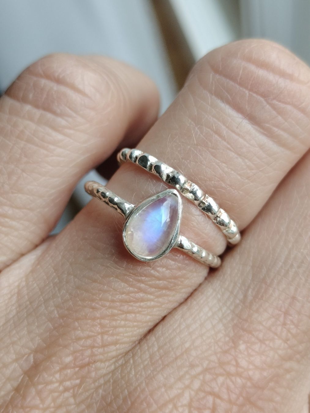 Anelli: Regenbogen Mondstein Ring Set in 925 Solid Sterling Silber – Nuovo (secondo la descrizione) da Schwyz venduto da els_7cys 3