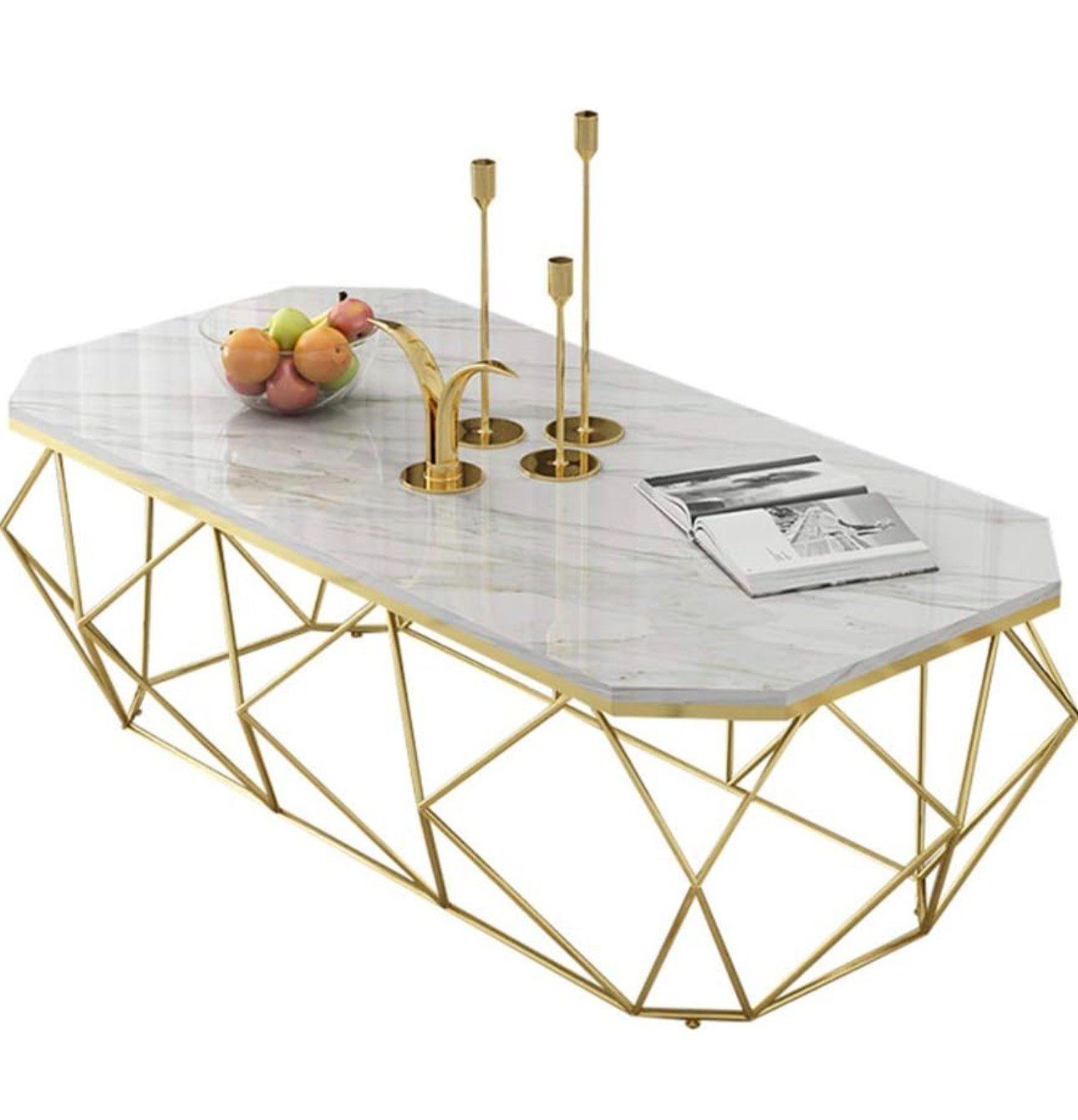 Tavoli: Table basse en marbre naturel blanc avec structure dorée – Usato da Orpund venduto da lilipo