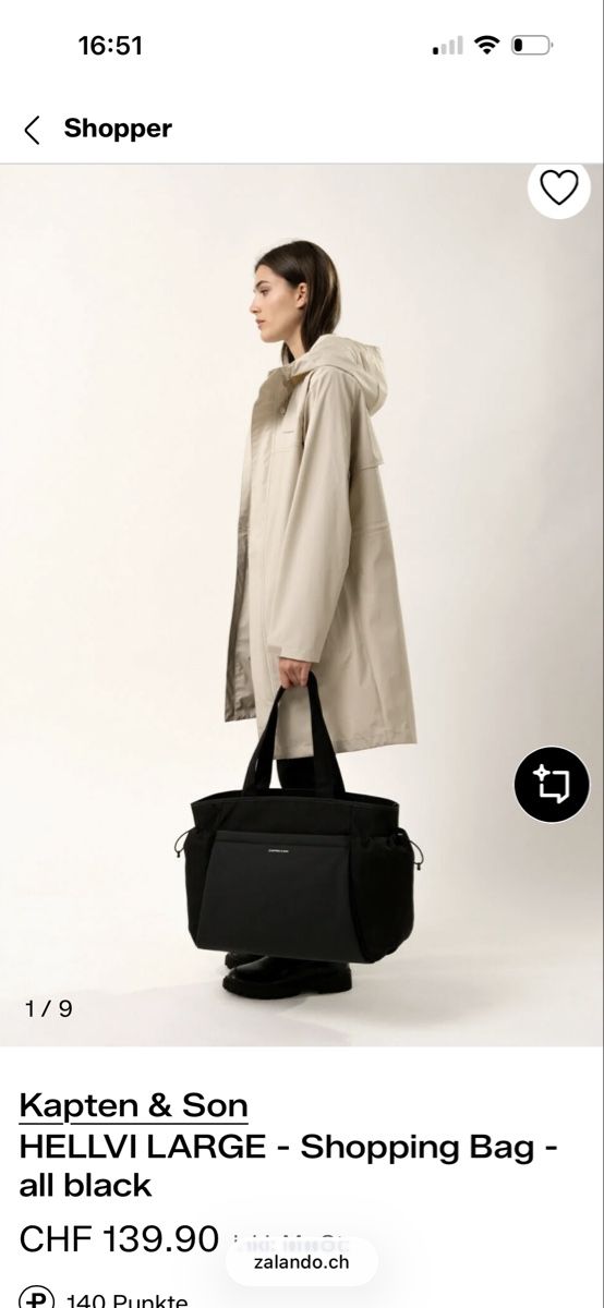 Kapten & Son Taschen: Kapten & Son HELLVI LARGE Shopping Bag schwarz – Gebraucht aus St. Gallen von heartbug