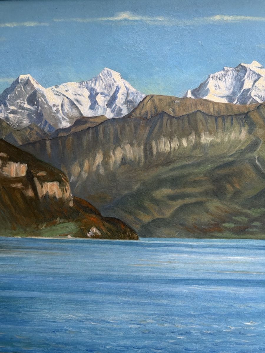 Gemälde: Gemälde, Berglandschaft mit See , 1948. – Gebraucht aus Biberist von Momo33 5