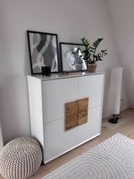 Kommode/Board Weiss, Massivholz Front Wildeiche