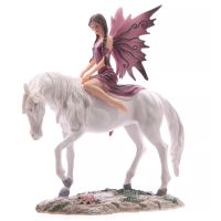 Märchenfee auf weissem Einhorn reitend - violett
