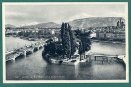 Genève, Ile Rousseau, Pont du Mont-Blanc, ca.1930,ungelaufen