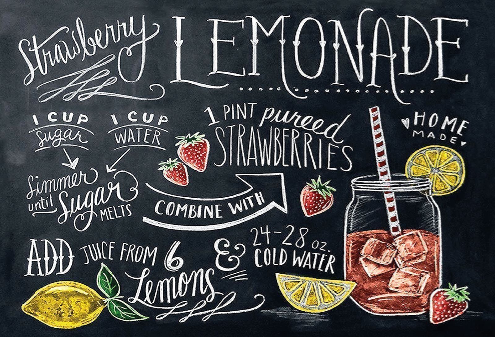 Insegne: Blechschild-RECIPE STRAWBERRY LEMONADE – Nuovo e nell'imballaggio originale da Rupperswil venduto da big-one-sale