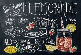 Blechschild-RECIPE STRAWBERRY LEMONADE