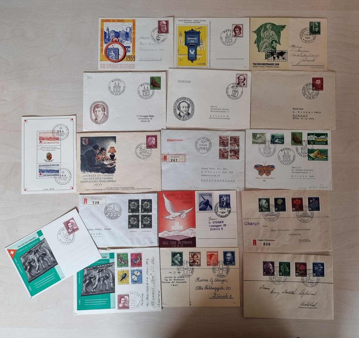 Tutti i francobolli: 1939/55, 17 Briefe / Karten Tag der Briefmarken – Usato da Wenslingen venduto da riger11 1