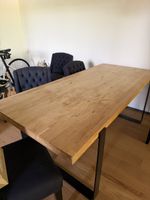 Wooden Dining Table with Black Metal Legs
