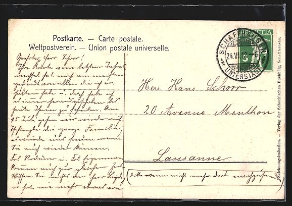 Cartoline postali: Schaffhausen, Neues Postamt mit Strassen – Usato da Berlin venduto da bartko-reher 1