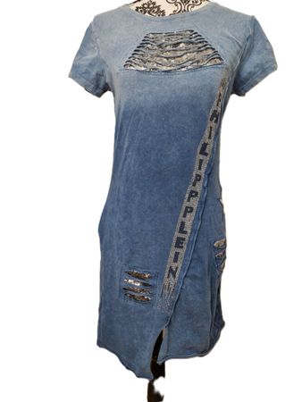 Jeans kleid look Gr.M mit Strassapplikation