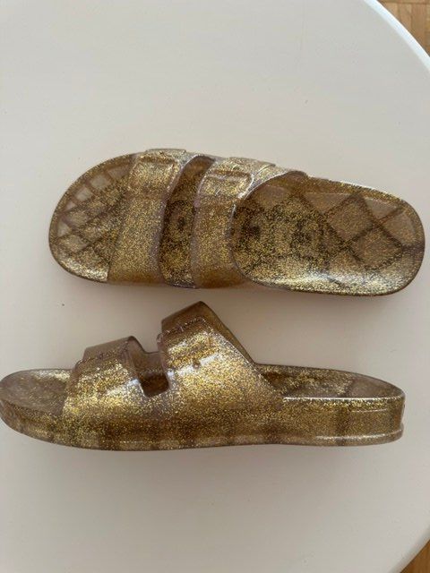 Scarpe da donna: Sandale plastique paillettes dorées – Usato da Genève venduto da san_lb79 2