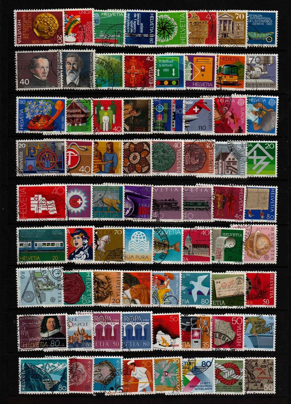 Alle Briefmarken: 1979 - 1986 Schweizer Werbemarken – Gebraucht aus Arlesheim von gaugi43