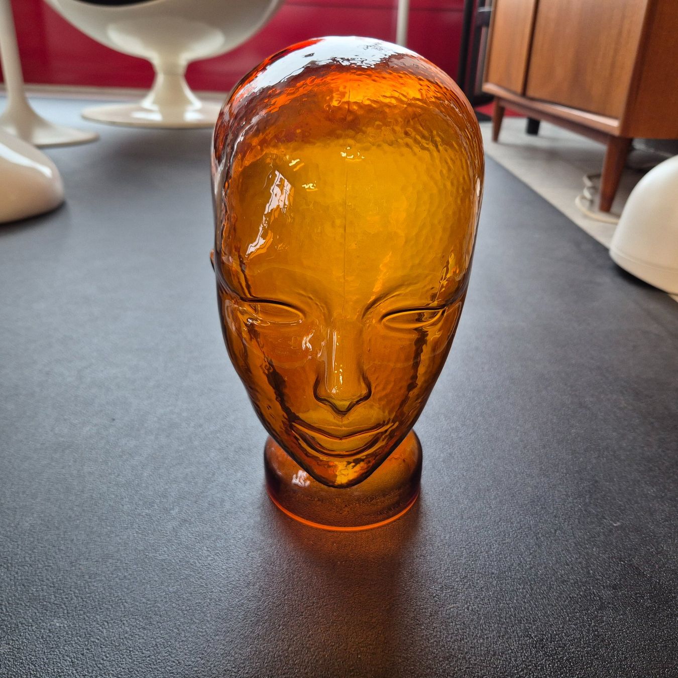 Sculture & Statue: Glaskopf Hutständer Kopf aus Glas orange – Usato da Nottwil venduto da Wondewa-Shop 1