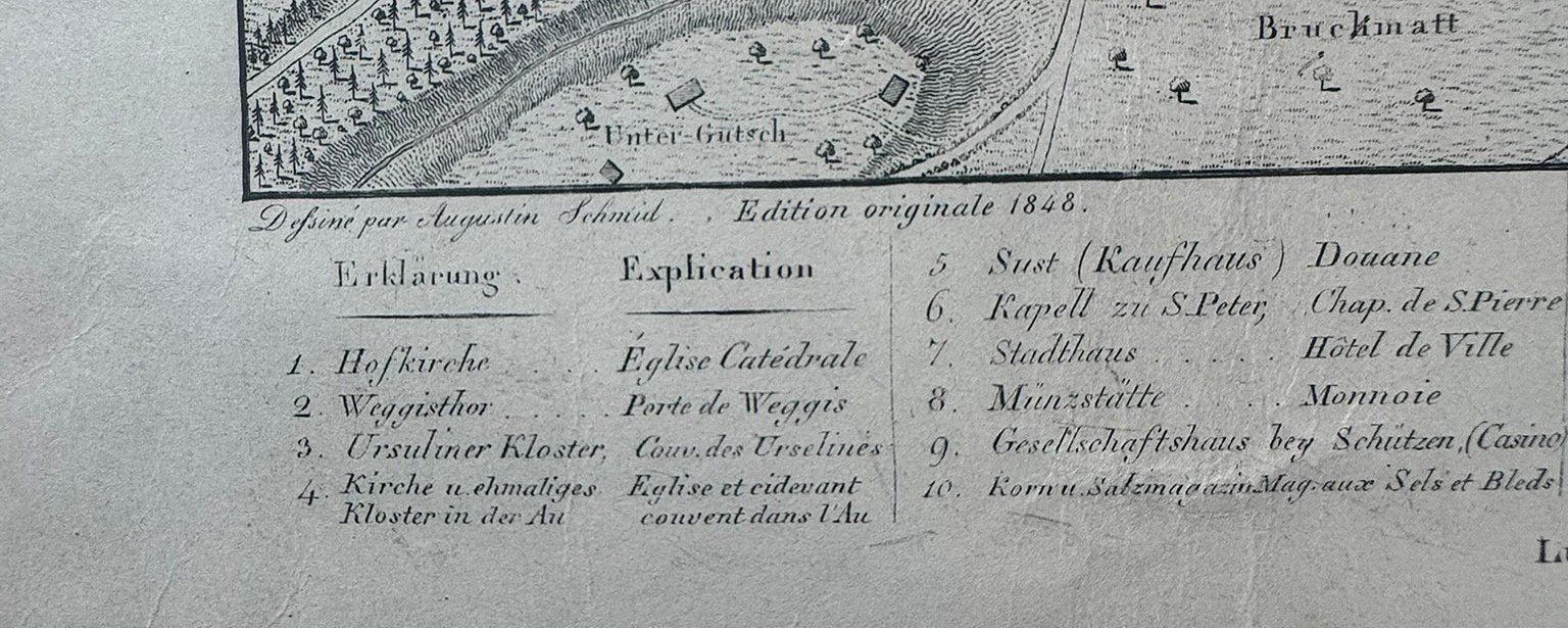 Incisioni: Historischer Stadtplan Luzern 1848 – Usato da Mönchaltorf venduto da Speedy453 4