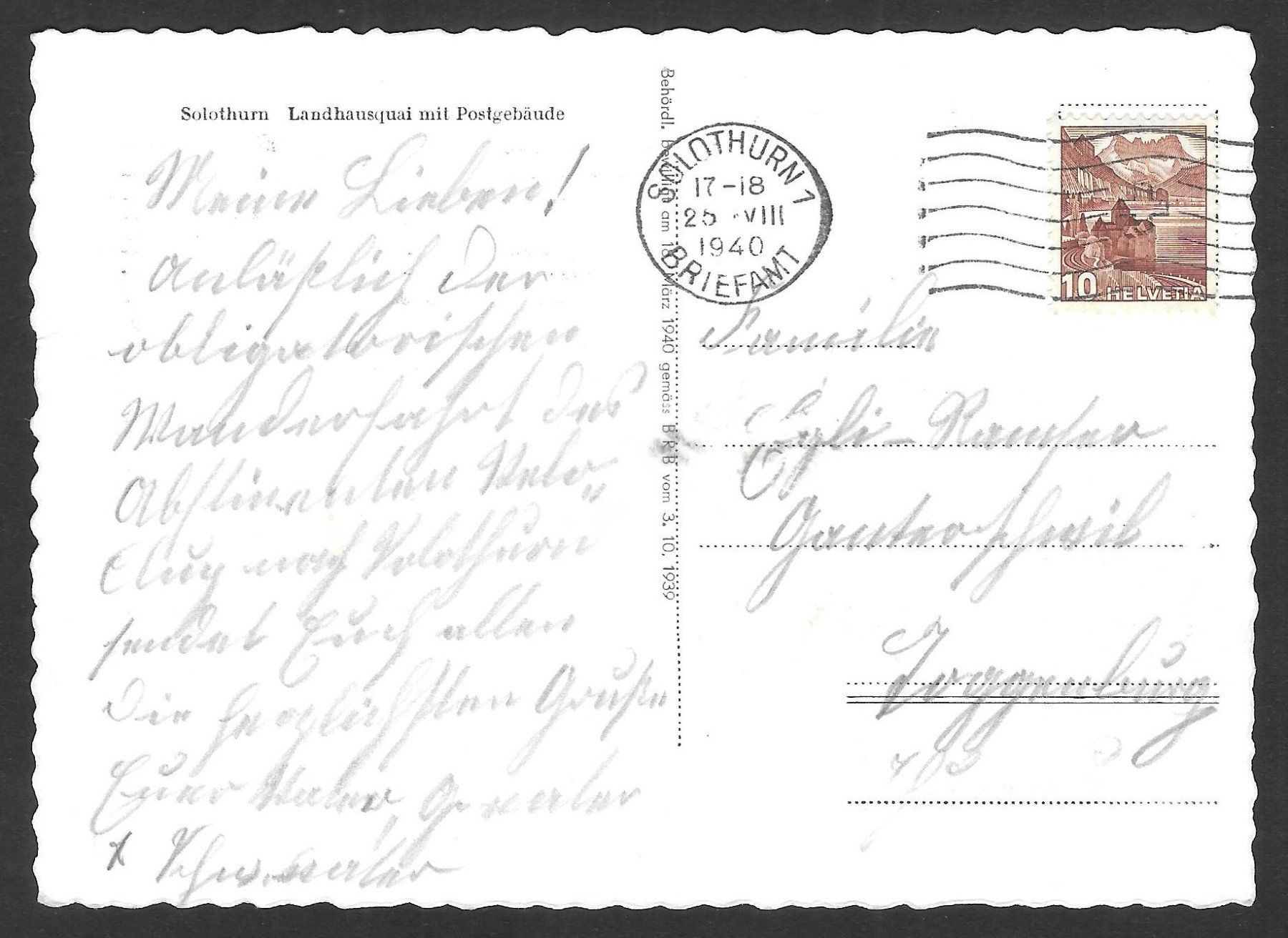 Cartoline postali: Solothurn Landhausquai und Postgebäude – Usato da Olten venduto da clotaldi 1