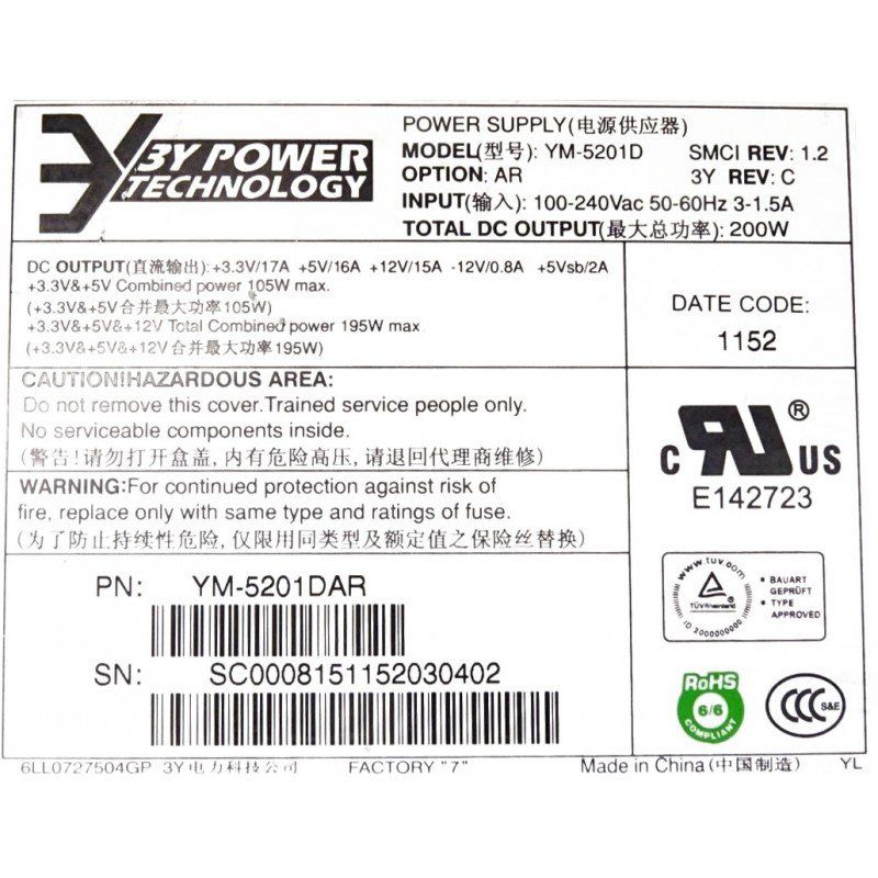 Componenti elettronici: Bloc d'alimentation informatique 3Y Technology YM-5201D – Usato da Aigle venduto da Gbs0 1