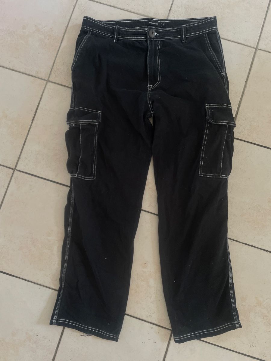 Pull&Bear Jeans: Pull&Bear Cargo Jeans, Schwarz, Grösse 46 – Usato da Obergerlafingen venduto da cabo4