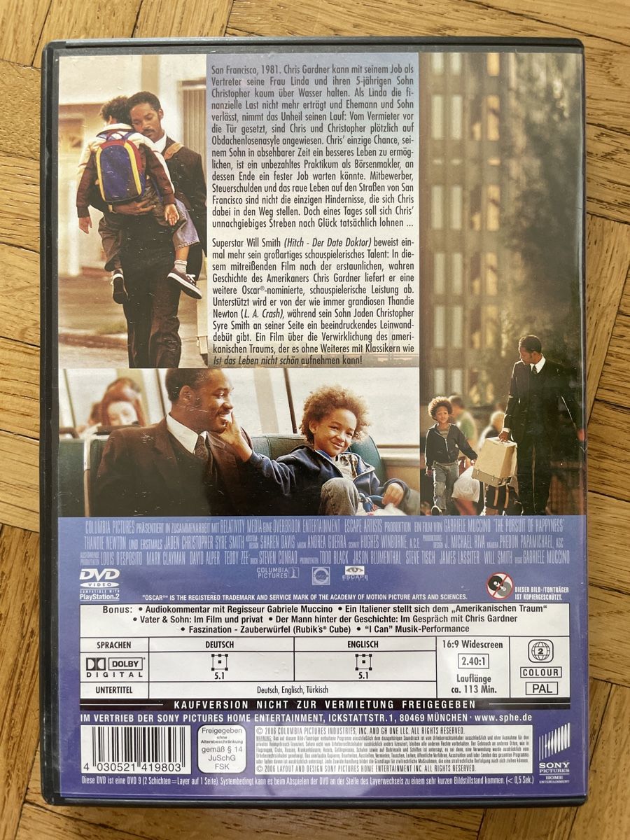 Tutti i DVDs: DVD Will Smith - Das Streben nach Glück – Usato da Zürich venduto da Mr.Mauri83 1