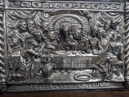 Relief mural "La Cène", métal, vintage